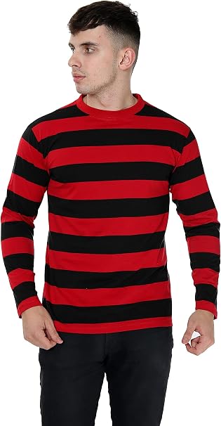 Retro Striped Unisex Cotton Crew Neck T-Shirt