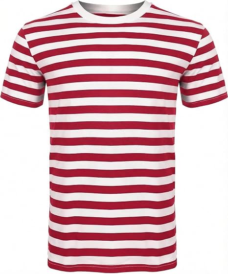 Retro Striped Unisex Cotton Crew Neck T-Shirt