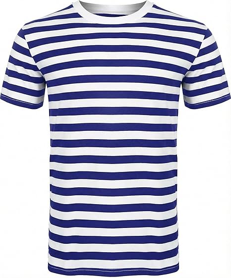 Retro Striped Unisex Cotton Crew Neck T-Shirt