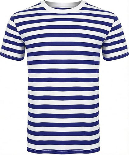 Retro Striped Unisex Cotton Crew Neck T-Shirt