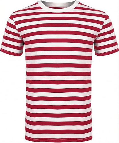 Retro Striped Unisex Cotton Crew Neck T-Shirt