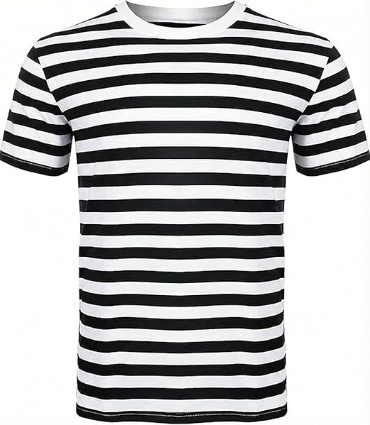 Retro Striped Unisex Cotton Crew Neck T-Shirt