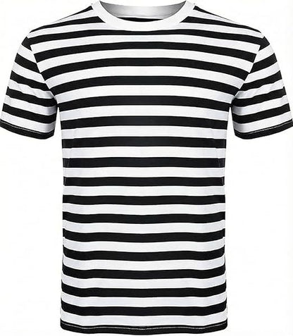 Retro Striped Unisex Cotton Crew Neck T-Shirt